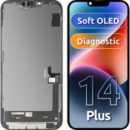Piese si componente Display cu Touchscreen MP compatibil cu Apple iPhone 14 Plus, cu Rama, Versiune Soft OLED FHD Diagnostic, Negru