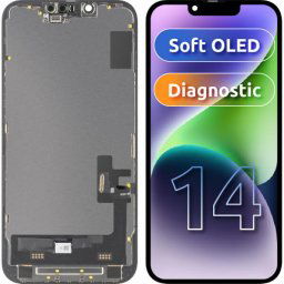 Piese si componente Display cu Touchscreen MP compatibil cu Apple iPhone 14, cu Rama, Versiune Soft OLED FHD Diagnostic, Negru
