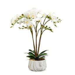 Decorațiune cu plantă artificială – Orhidee albă – 58 cm