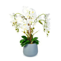 Decorațiune cu plantă artificială – Orhidee albă – 83 cm