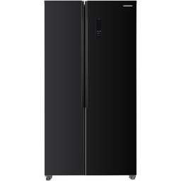 Side by side Heinner HSBS-HM422NFGBKE++, 442 l, No Frost, Clasa E, Display, Smart, H 176.5 cm, Sticla neagra