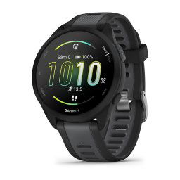 Ceas Garmin Forerunner 165, memorie 8GB, autonomie modul ceas inteligent: pana la 11 zile, modul de economisire a bateriei pana la 20 zile, rezistant la apa, Negru/Slate Grey