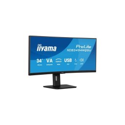 Monitor VA LED iiyama 34" XCB3494WQSU-B1, WQHD (3440 x 1440), HDMI, DisplayPort, Ecran curbat, Boxe, 120 Hz, 0.4 ms, Negru