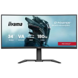 Monitor Gaming VA LED Iiyama 34" GCB3484WQSU-B1, UWQHD 3440 x 1440, HDMI, DisplayPort, Ecran curbat, Boxe, 180 Hz, 0.4 ms Negru