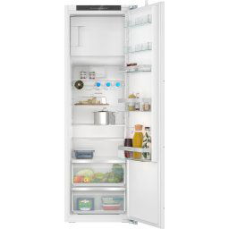 Frigider incorporabil cu congelator Siemens KI82LVFE0 iQ300, 177,5 x 56 cm, 280 l, fabricat in Germania, freshBox pentru fructe si legume, suport pentru sticle, foarte silentios, balamale plate, clasa energetica E, Alb