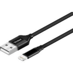 YCU 611 BK Cablu de date și încărcare USB-A la Lightning, MFi, textil împletit, conectori metalici, 1 m