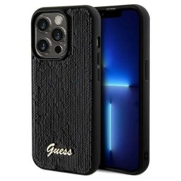 Husa Guess Sequin Script Metal case for iPhone 14 Pro Max - black