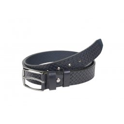 Curea barbati eleganta, mata, bleumarin , din piele naturala cu model 3.5 cm ALP1034BLM