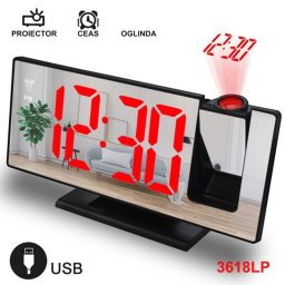 Ceas cu Oglinda si Proiectie 3618LP / Rosu