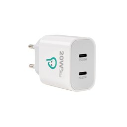 Incarcator priza 2 x USB type C 20W Alb, Spacer SPAR-TYPECQ-02