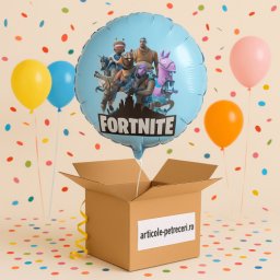 Balon rotund albastru personalizabil Fortnite 45 cm