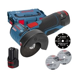 Bosch - GWS 12V-76 - Polizor unghiular cu 2 acumulatori, Li-Ion, 12 V, 3 Ah, 76 mm, valiza speciala, accesorii