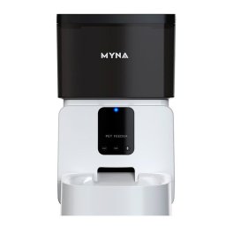 Dozator automat granule pentru caini si pisici MYNA , 5 L, Aplicatie Wi-Fi, Blocare buton, Hrana uscata, Alb/Negru
