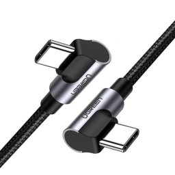 USB-C to USB-C Angled Cable US323, PD, 3A 60W, 2m (Black)
