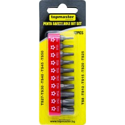 Set 10 biti Torx Penta gaura de siguranta 1/4 TS8-50 TMP