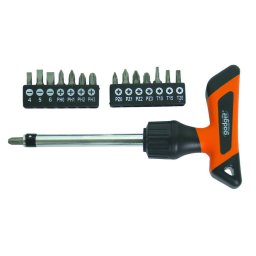 Surubelnita cu clichet ,maner T cu biti , 16pcs set