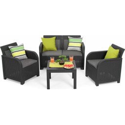 Set de mobilier de gradina , Ratan, 4 piese, Gri