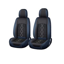 Husa scaun Huse auto premium 5 locuri Carguard Deluxe piele ecologică perforată și textil - negru - albastru închis