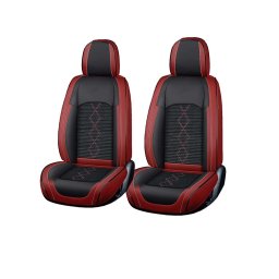 Husa scaun Huse auto premium 5 locuri Carguard Deluxe piele ecologică perforată și textil - roșu închis - negru