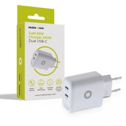 Incarcator de retea 2x USB-C PD QC 3A 65W Alb