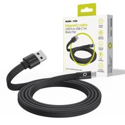 Mobile Origin Magnetic Flat Patented Original Cable USB-A to USB-C 1m, black