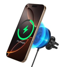 Suport auto telefon Spigen OneTap Pro 4, MagSafe, incarcare wireless, grila ventilatie, negru