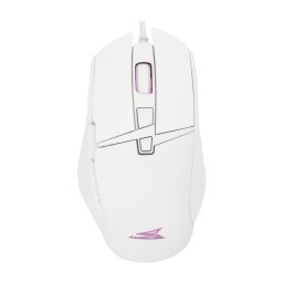Mouse BGM‑051 Raptor – Gaming, optic, 8 butoane + scroll, iluminare LED (4 culori), software dedicat, alb