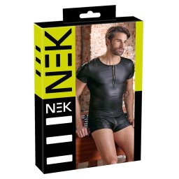NEK - tricou bărbătesc cu efect mat, cu mânecă scurtă (negru) - L