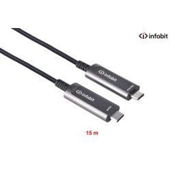Accesorii Audio Hi-Fi Cablu USB-C 3.1 Gen 2 prin fibra optica, Type C to C, 10Gbps, Infobit, doar pentru DATA, 15m