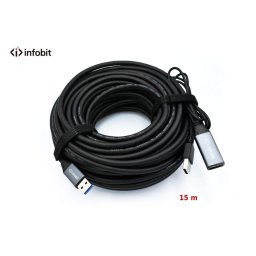 Accesorii Audio Hi-Fi Cablu activ USB 3.0 de extensie AM/AF, Infobit iCable-USB-ACC15, 5Gbps, 15 m