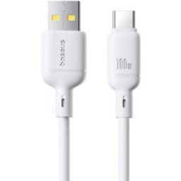 CABLU alimentare si date Baseus Silky, Fast Charging Data Cable pt. smartphone, USB la USB Type-C 100W, 2m, alb "P10377703213-01" (timbru verde 0.08 lei) - 6932172668846