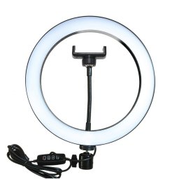 Lampa circulara pe usb 26cm cu suport telefon