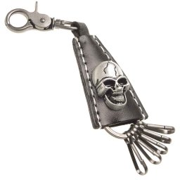 Breloc din piele cu ornament metalic Craniu