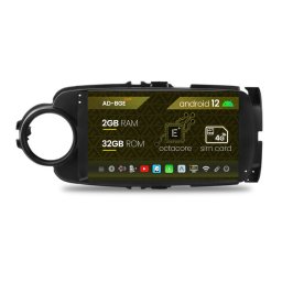 Navigatie Toyota Yaris (2010-2018), Android 12, E-Octacore 2GB RAM + 32GB ROM, 9 Inch - AD-BGE9002+AD-BGRKIT104B