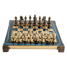 Set sah piese si tabla din metal - Imperiul Bizantin( albastru)