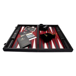 Set joc table backgammon piele model Burgundy Red 48 X 60 CM