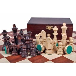 Piese lemn Staunton 5 in cutie cu tabla mahon nr. 5