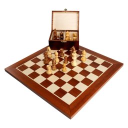 Piese lemn Staunton 4 in cutie cu tabla mahon nr. 4