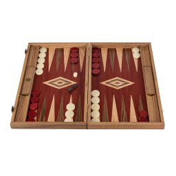 Set joc table backgammon Stejar Rosu cu insertii nuc