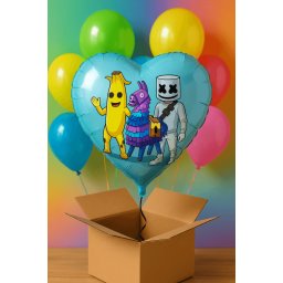 Balon inima albastru personalizabil Fortnite 45 cm