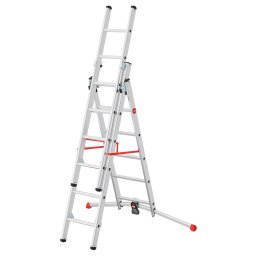 Scara aluminiu Hailo S100 ProfiLOT, 2 x 6 + 1 x 5 trepte