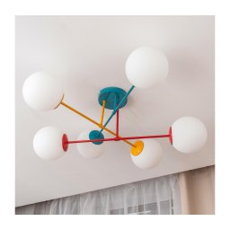 Lustră aplicată MOON, 6x E27/15W/230V, turcoaz/galben/roșu