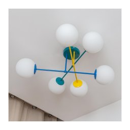 Lustră de tavan MOON, 6 x E27, 15 W, 230 V, turcoaz/galben/albastru
