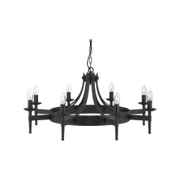 Searchlight 2428-8BK - Candelabru cu lanț CARTWHEEL 8xE14/60W/230V, negru