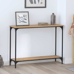 Masa de consola cu raft stejar artizanal 101 x 30.5 x 75 cm GartenMobel Dekor