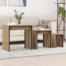 Masa de Cafea cu Tavi Lasate 3 pcs stejar artizanal GartenMobel Dekor