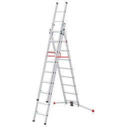 Scara aluminiu Hailo S100 ProfiLOT, 2 x 9 + 1 x 9 trepte