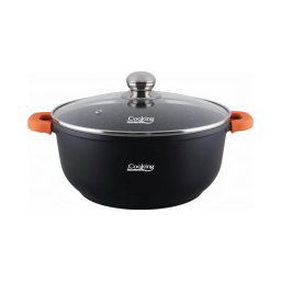 Semioala aluminiu turnat cu capac 24x11.5CM 4.4L DARK LINE inductie