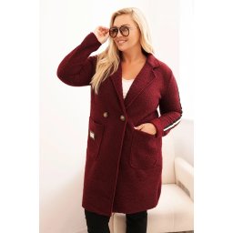 Kesi Włoski Plus Size women's coat made of faux shearling with pockets burgundy