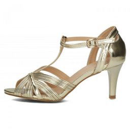 Sandale dama, auriu, elegante, din piele ecologica, cu toc, Filippo DS4301-23-GO-Auriu (Marime: 38)